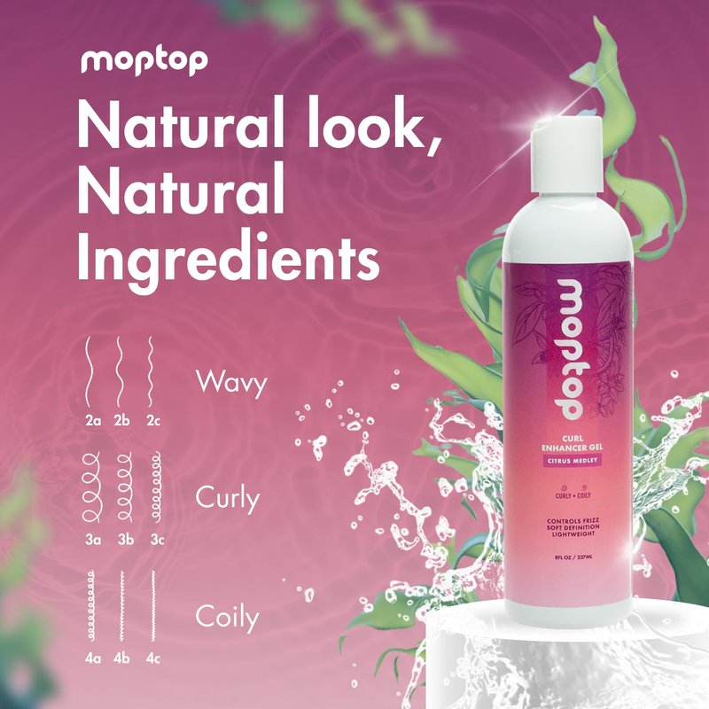 Curl Enhancer Gel - Define Curly & Coily Hair | Lightweight Anti-Frizz Formula with Aloe & Sea Botanicals (Citrus Medley, 8oz)