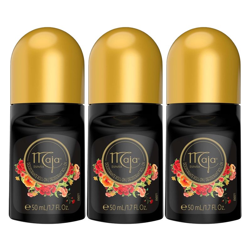 Maja España Roll-On Deodorant for Women 50 mL / 1.7 Fl Oz – Long Lasting Floral Fragrance, Elegant Daily Protection, Quick Dry Roll-On Desodorante Floral Mujer 3 Pack