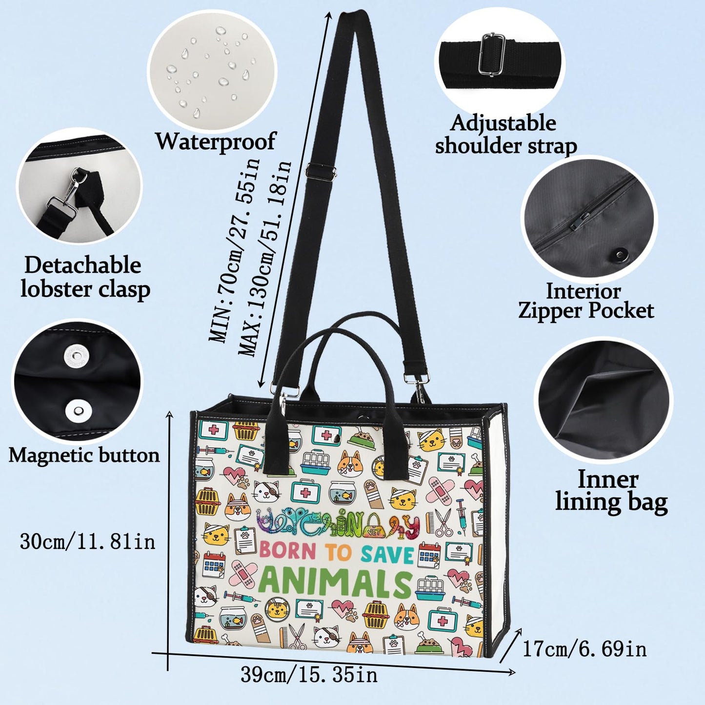 LEVLO Veterinarian Cosmetic Make Up Bag Veterinary Technician Gift Born To Save Animals Makeup Zipper Pouch Bag For Veterinarian Assistant Student (Save Animals LT)