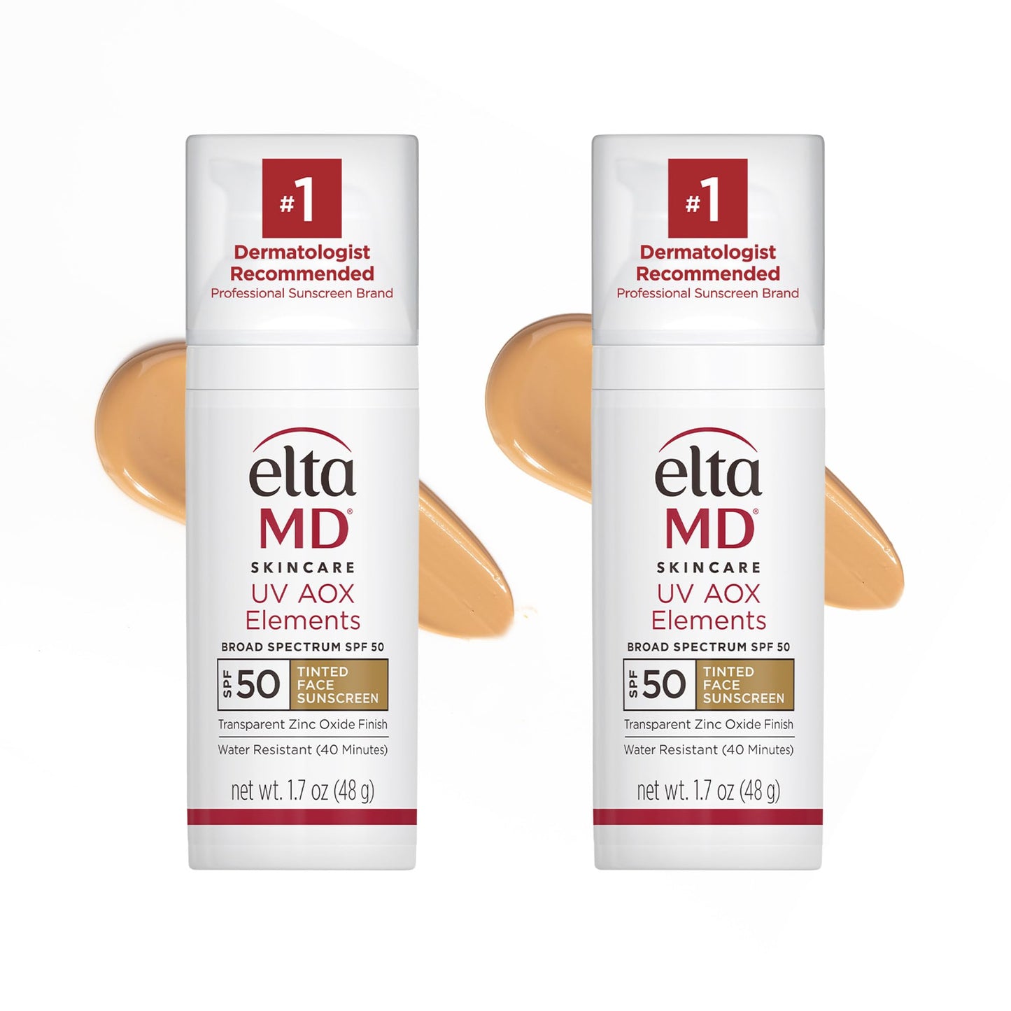 EltaMD UV AOX Elements Tinted Face Sunscreen, SPF 50, 100% Tinted Mineral Sunscreen for Sensitive Skin and Dry Skin with Antioxidants, 1.7 oz Pump (2 pack)