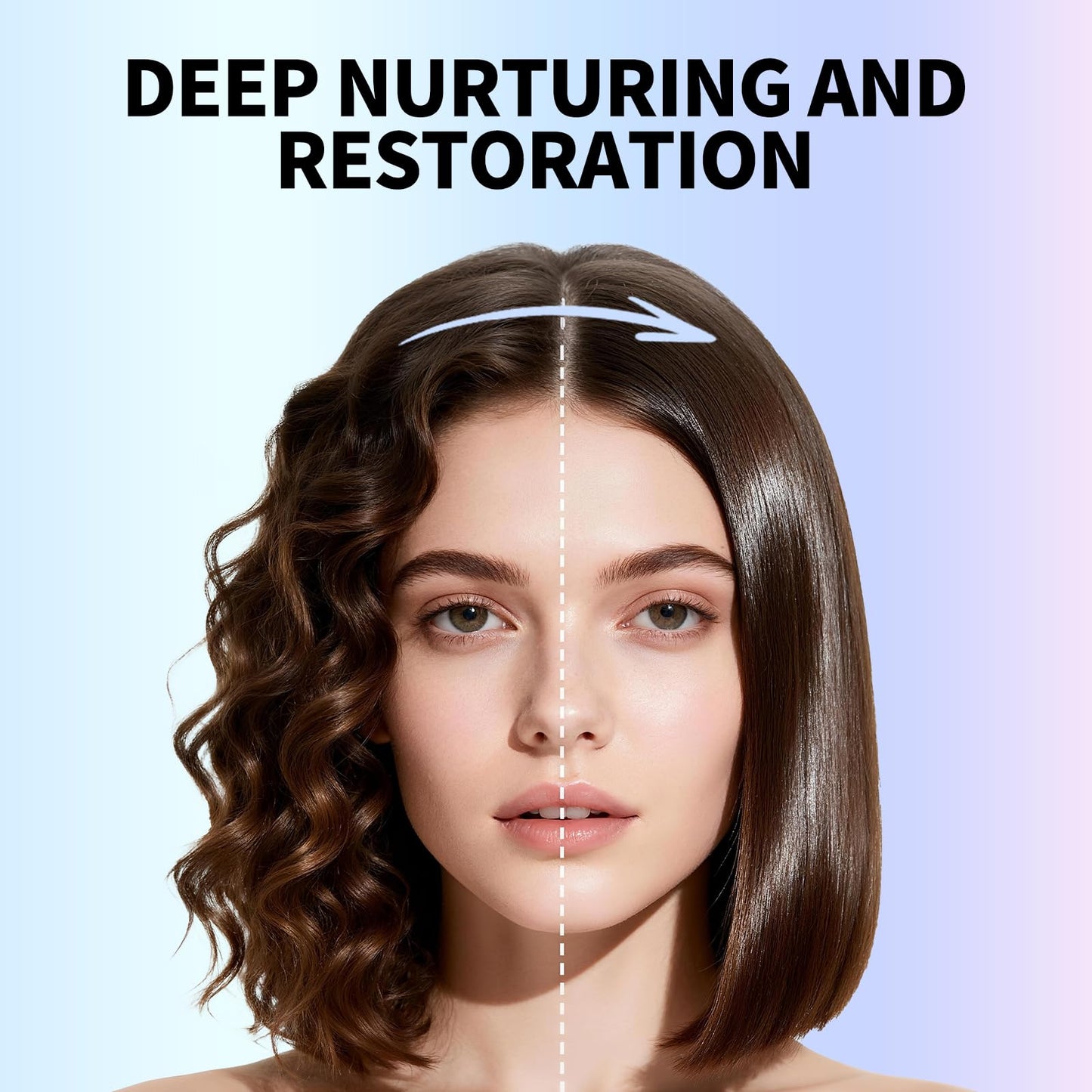 gowwim Hair Straightener Cream, 72h Long-Lasting Frizz Control Heat Protection up to 230°c (450℉) Plant Extracts Nourishing Smoothing Straightening Cream for Frizzy & Curly Hair