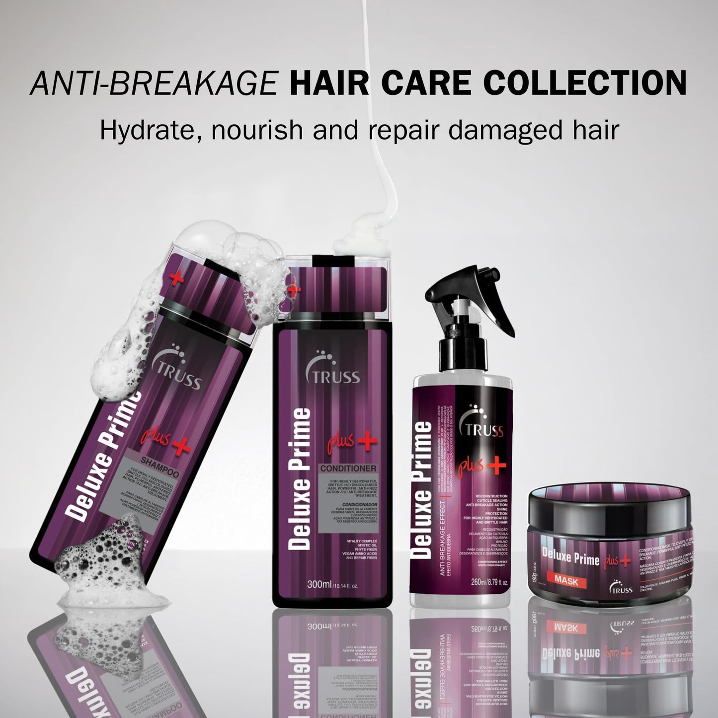 TRUSS Deluxe Prime Plus+ Shampoo for Dry, Damaged Hair - Moisturizing Hair Shampoo for Women & Men - Frizz-Control & Breakage Defense - Improve Natural Shine - No Added Salts (10.1 Fl Oz)