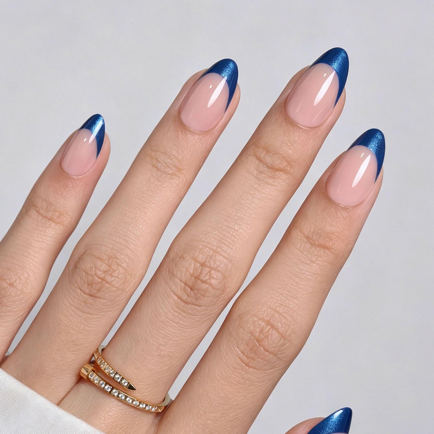 GJZEZ 32Pcs Press On Nails Soft Gel Fake Nail, Short Almond, Royal Blue
