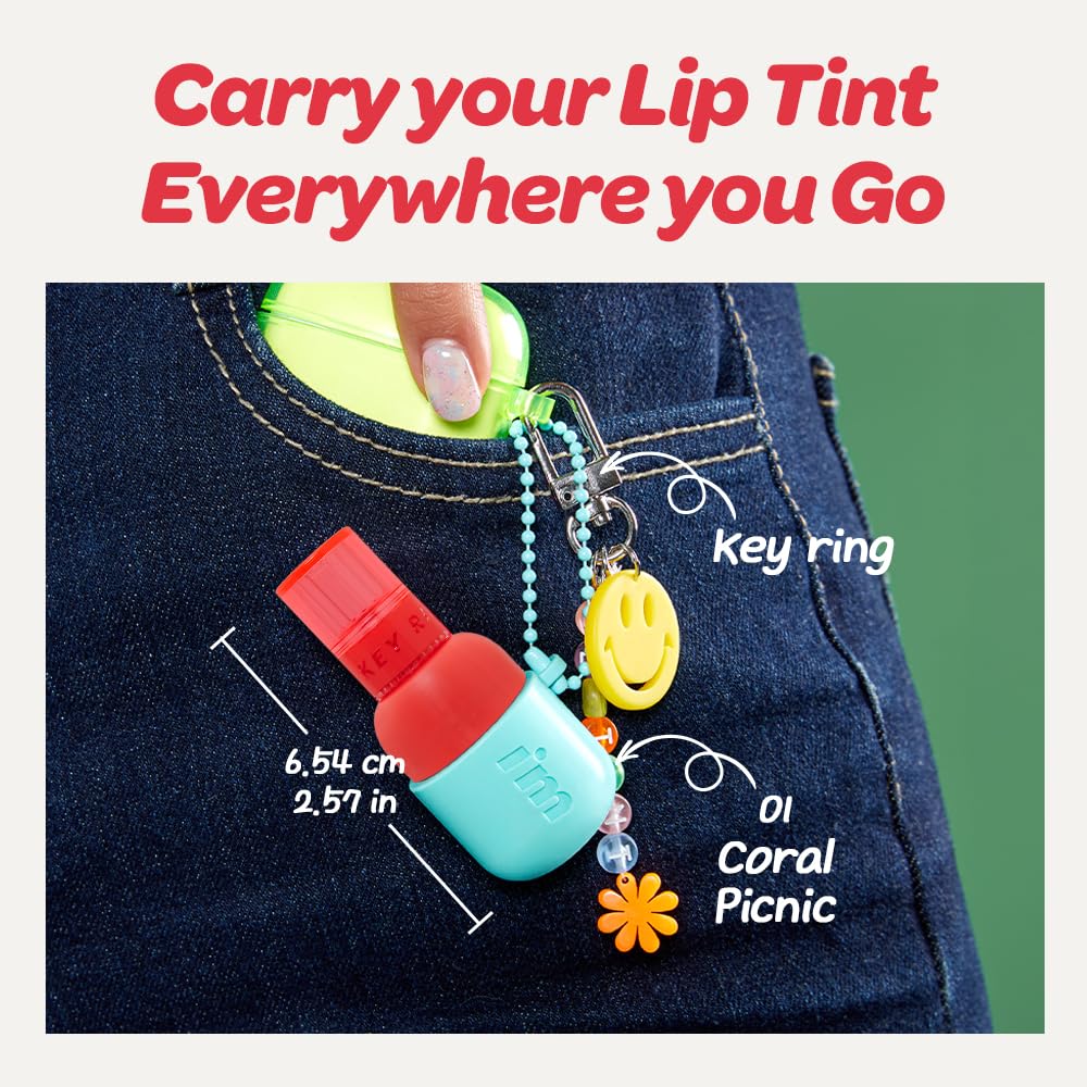 I'M MEME Color Key Ring Water Gel Lip Tint - 05 Berry Compote | Long Lasting Lip Gloss, Hydrating Glossy Finish, Kbeauty, Cute Korean Makeup, Compact, Portable Keychain, Travel-Friendly, Gift, 0.09 Oz