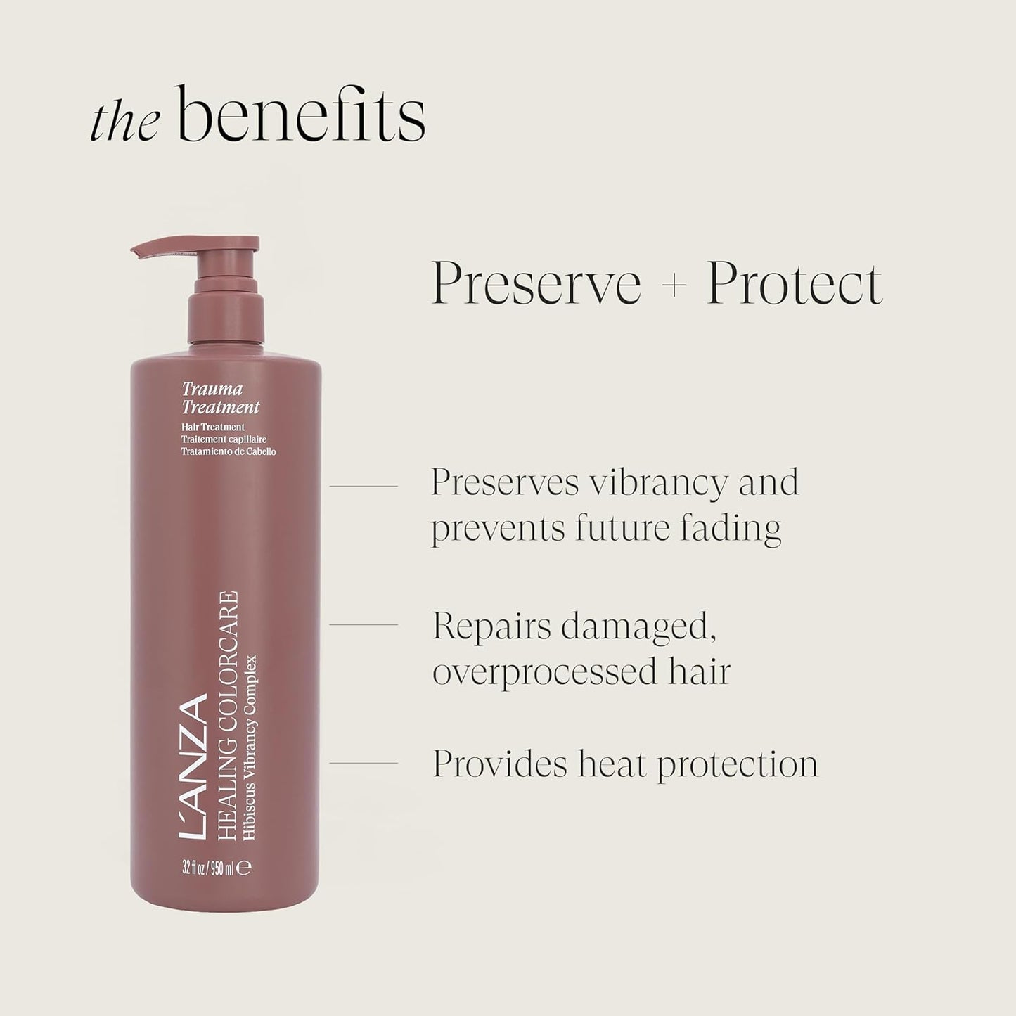 L'ANZA Healing Colorcare Trauma Treatment | Leave-In Color Repair for Damaged Hair, Anti-Fade & UV Protection