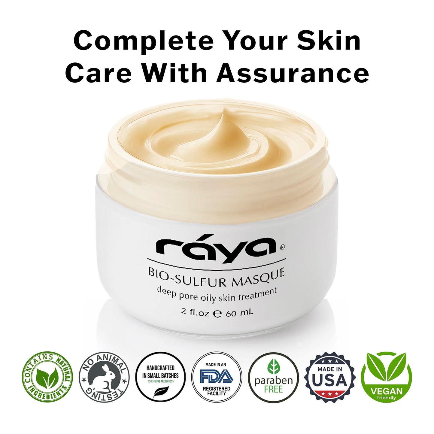 Raya Bio-Sulfur Masque (708) | Facial Clay Mask for Deep Pore Cleansing, Exfoliating Face Pack for Oily, Break-Out Skin | Vitamin-B and Bio Sulfur Formula to Control Oiliness | Skincare Face Mask