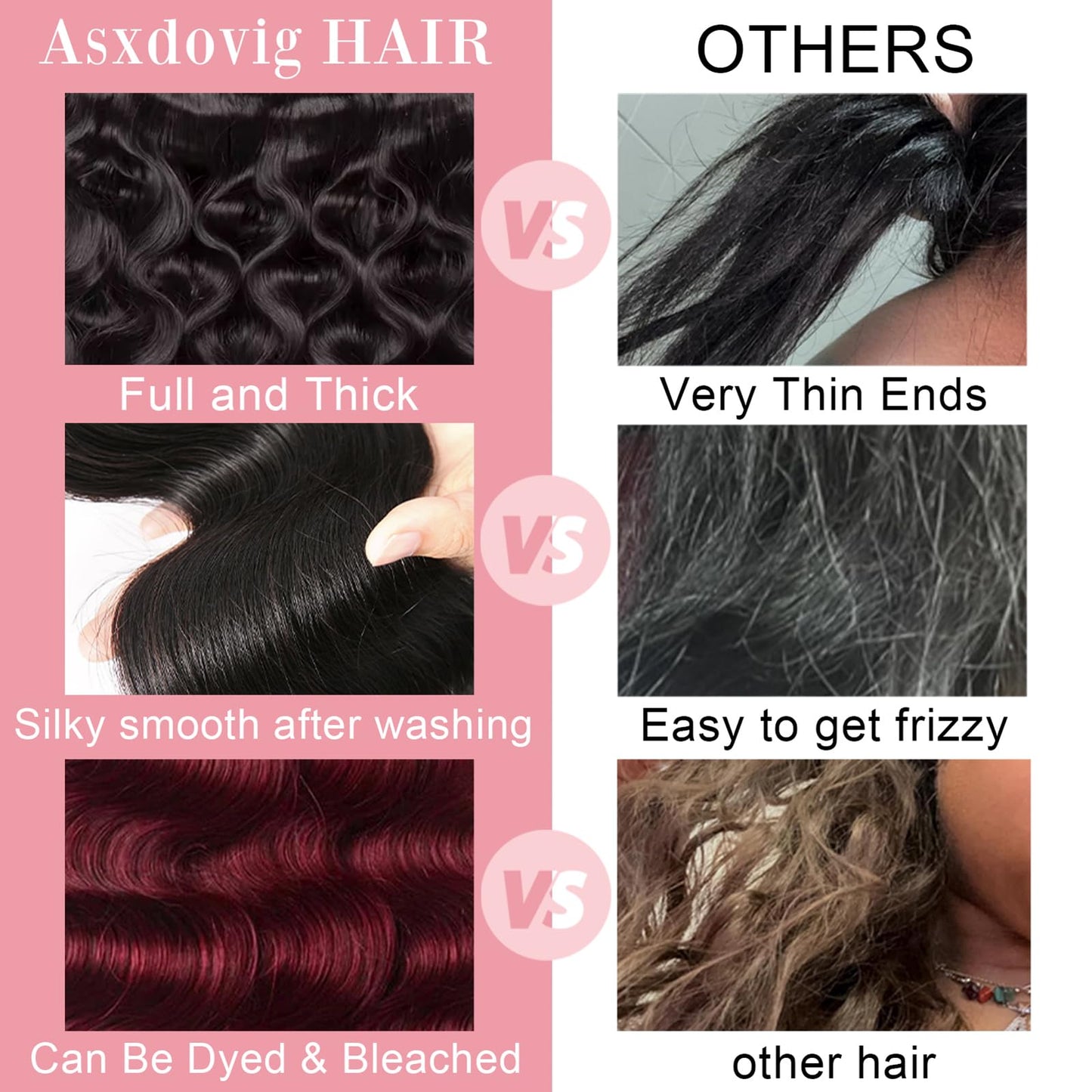 Asxdovig 12A Human Hair Bundles 10 12 14 Inch Body Wave Bundles Human Hair 100% Unprocessed Brazilian Virgin Weave 3 Bundle Real Natural Black Wet and Wavy Human Hair Extensions 1B Color for Women