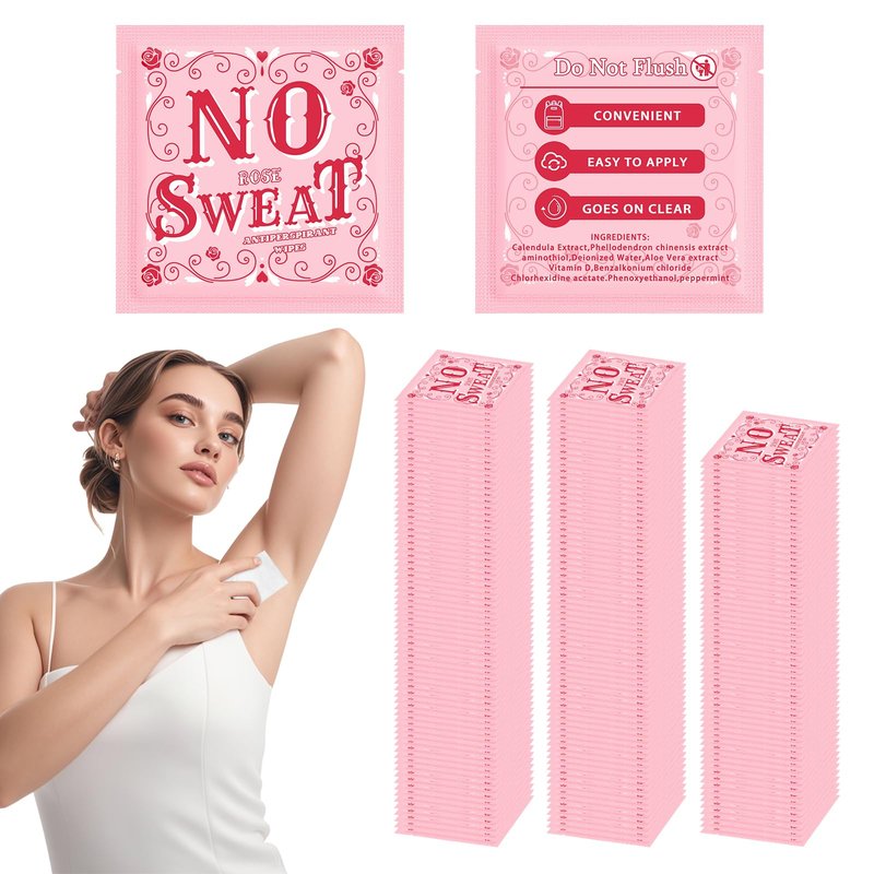 BUAEL Mini Deodorant Body Wipes 200 pieces of Travel deodorant Wipes And Travel Deodorant Individually Wrap Hypoallergenic Underarm Sweating Rose And Travel To Clean Skin For Female Male Teenagers