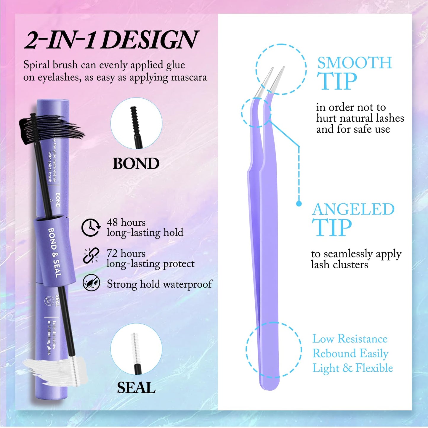 Lash Clusters Kit with Spikes 100D Wispy Long 8-20mm Lash Spikes DIY Thick Cluster Eyelash Extensions Spiky Manga Individual Lashes 280pcs Fairy with Bond & Seal, Tweezers