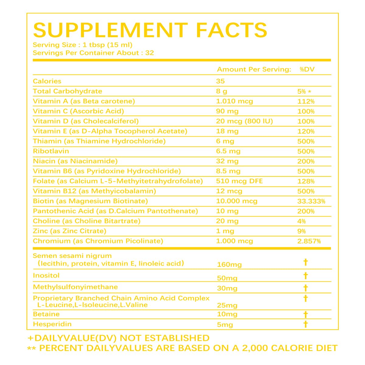 Complete Liquid Multivitamin + Hair Growth, Promotes Energy Metabolism& Skin and Hair Function| Vitamin C D | B Vitamins | Help to Thicker Hair, Wrinkles, Fine Lines, Skin Care (16.23OZ)