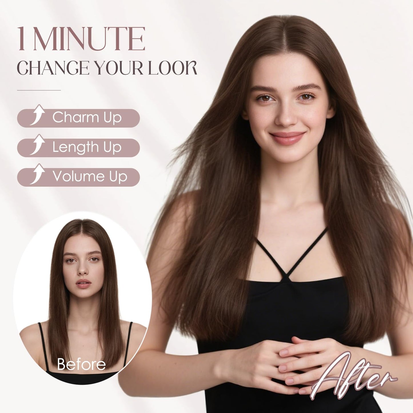 MY-LADY Halo Hair Extensions Real Human Hair for Women Light Brown Clip in Remy Hairpiece with Adjustable Invisible Wire 14 Inch 70G