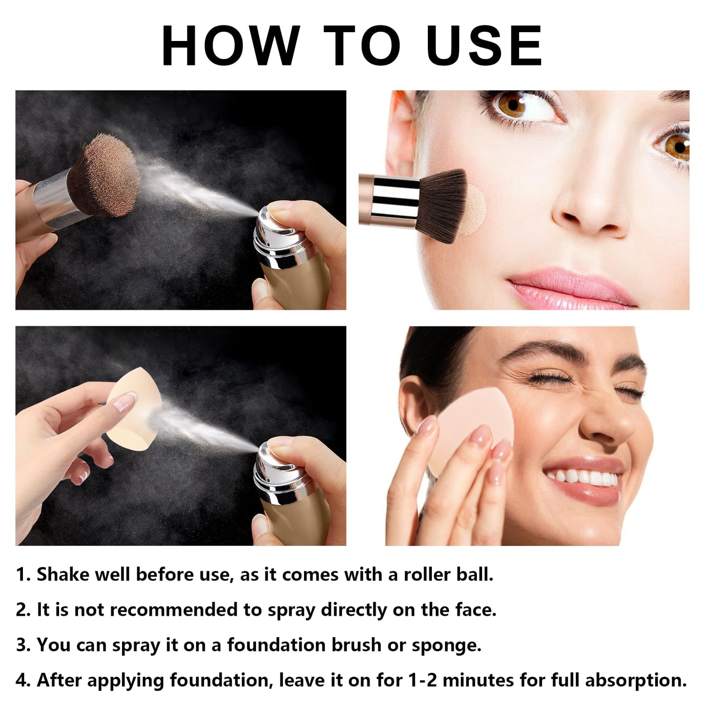 Airbrush Foundation Makeup Spray, Long-lasting Silky Mist Foundation Spray with Brush, Flawless Coverage Foundation for Smooth Radiant Skin, Formula Breathable Moisturizing Makeup (03 Nude)