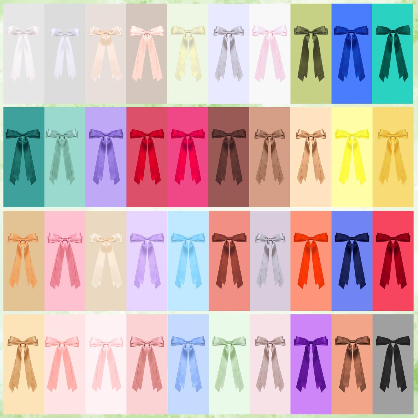 40Pcs Satin Hair Bows Bulk Big Hair Bows for Women Large H-air Ribbons Silky Satin Oversized H-air B-ows Long Tail for Women Oversized Long Tail Ribbons Large Knot Clips Barrettes for Holiday Gifts