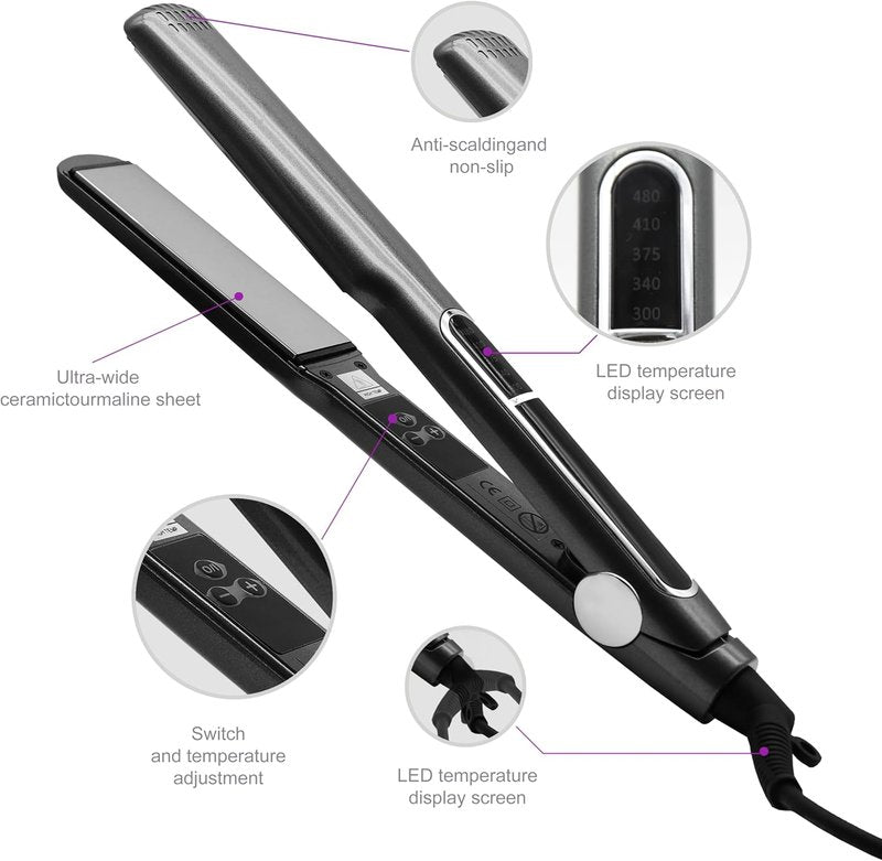 Iron Hair Straightener for Women - Compact Flat Iron for Smooth Styling | EU Plug