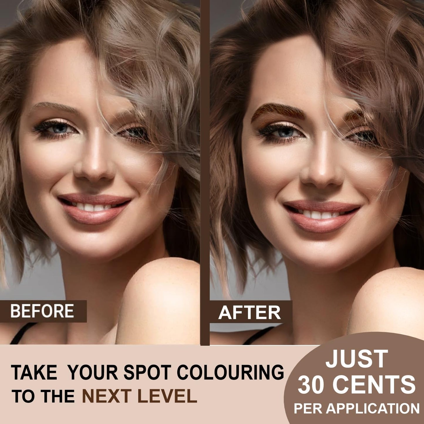 MinaiBrow Instant Hair Dye Kit Medium Brown | Natural Spot Coloring Tinting Powder with Brush, Water & Smudge Proof | 100% Grey Coverage Upto 30 Applications
