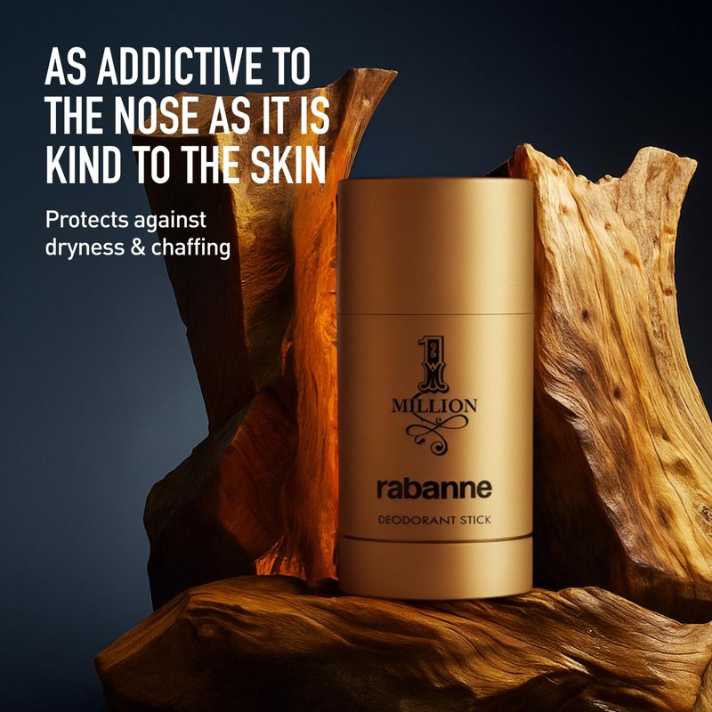 Rabanne 1 Million Deodorant Stick for Men | Luxury Solid Deodorant with Leather, Spice & Musk - 2.2 oz