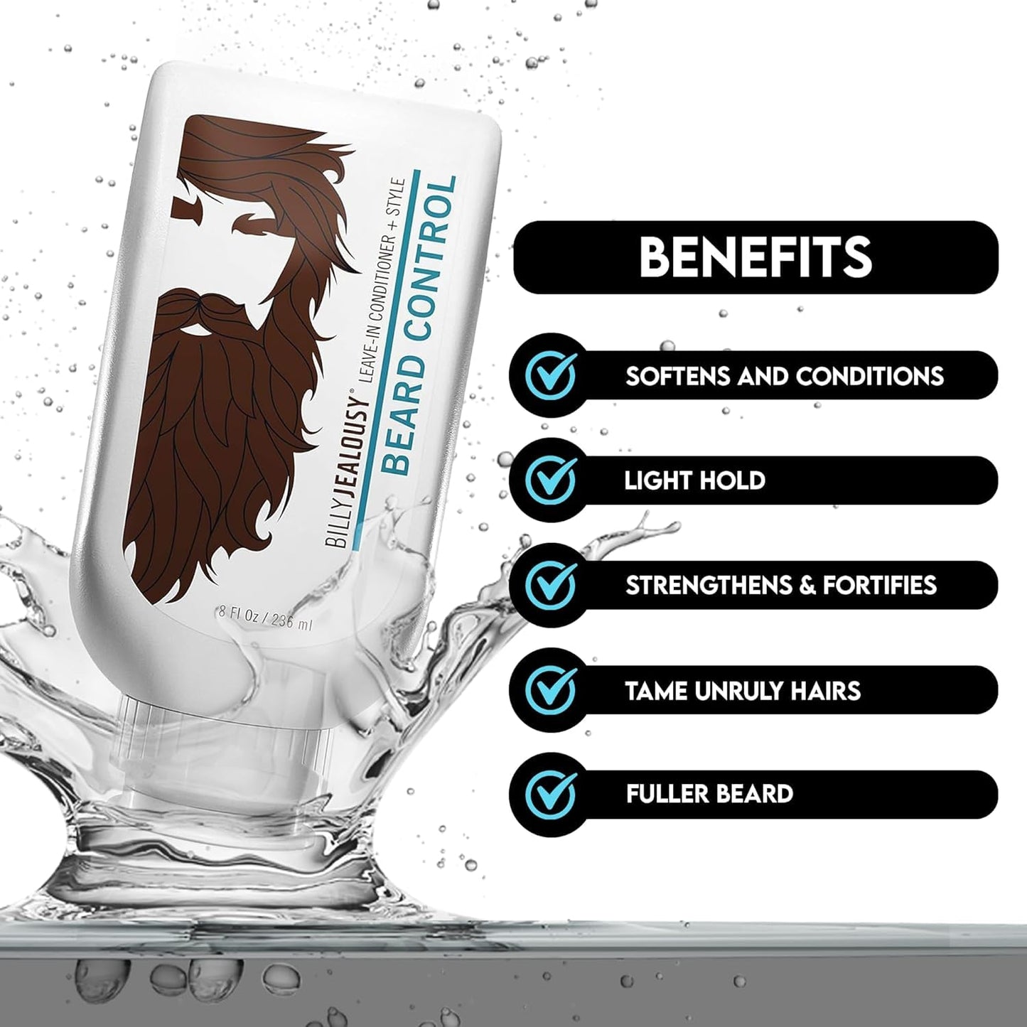 Billy Jealousy Beard Wash and Beard Quencher – Shampoo and Moisturizer for Facial Hair, Hydrates, Softens, Tames Frizz, Adds Shine, Complete Daily Grooming and Conditioning Care Kit for Men