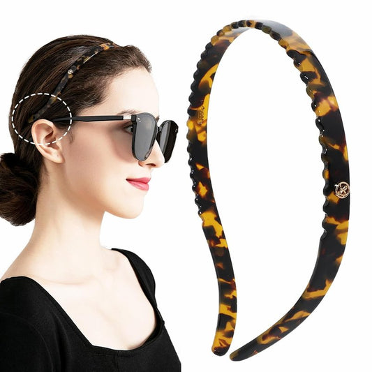 Tortoise Headbands for Eyewear - Flexible No Pressure Thin Acetate Hairband | Fashion Accessories for Women & Girls