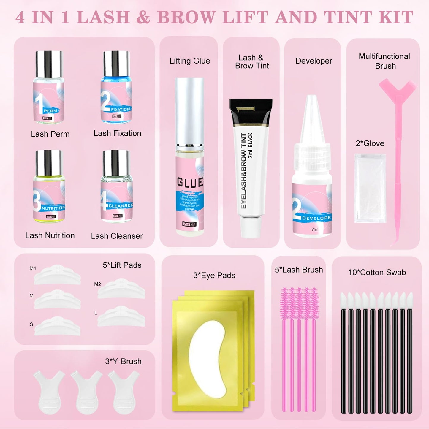 Lash Lift and Black Kit, Eyelash Perm and Black Kit, Professional Black Color Eyelash & Eyebrow Lift Set, Quick Lifting & Voluminous Coloring for Lash Lifting, Easy to Use & Lasting Curl at Home