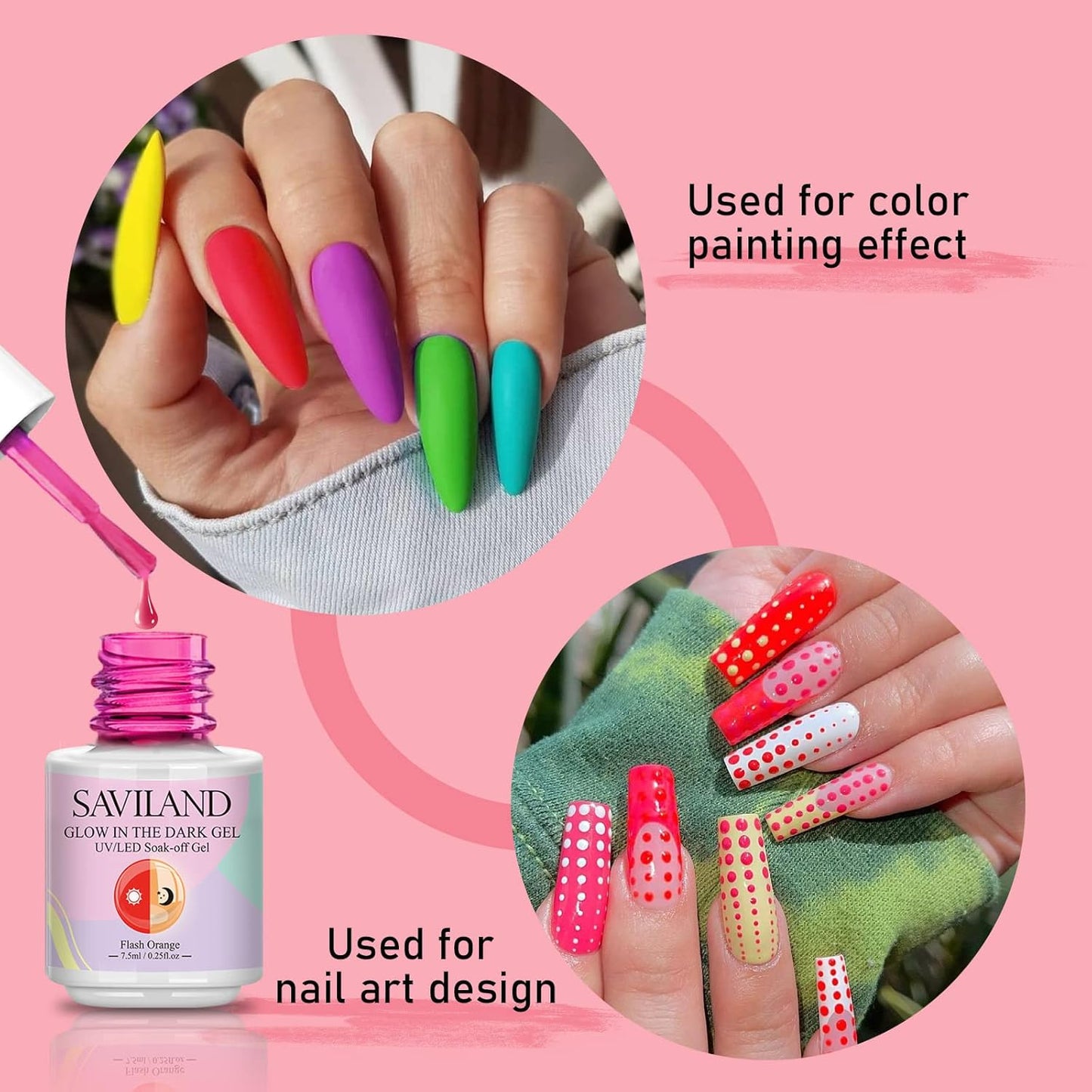 SAVILAND Glow in the Dark Gel Nail Polish Set | 12 Luminous Neon Colors with Cat Eye Magnets