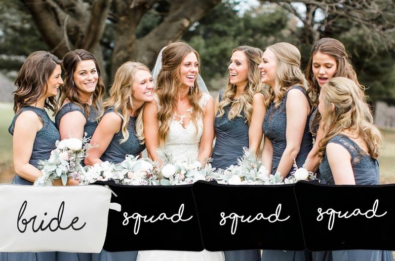 Bridal Tribe Makeup Bag - Zippered Clutch for Bridesmaids | White, One Size