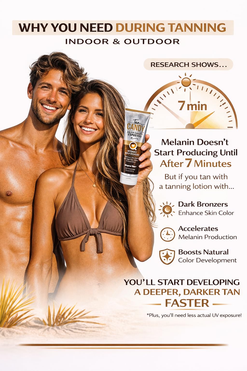 Supre Tan Candy Salted Caramel Espresso Intensely Bold Bronzer Dark Blend 8.5oz