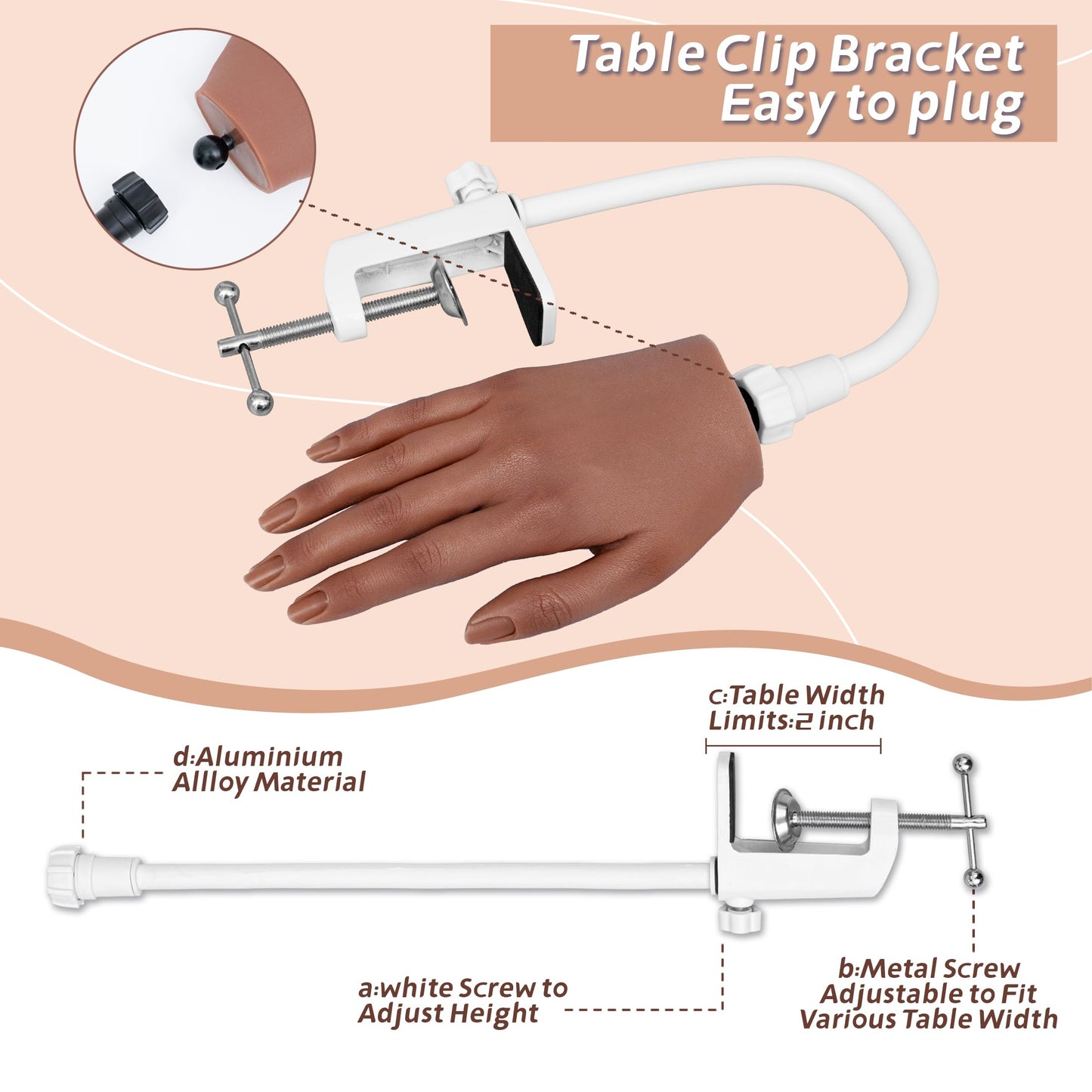Veikmv Realistic Silicone Practice Hand for Acrylic Nails, Flex Fingers