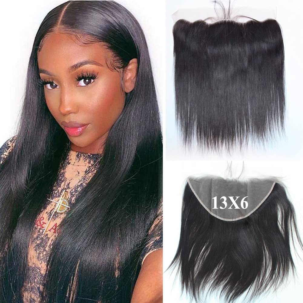 Transparent Lace Frontal Closure - 14 Inch Unprocessed Brazilian Human Hair | Pre-Plucked, Ear to Ear, Natural Hairline