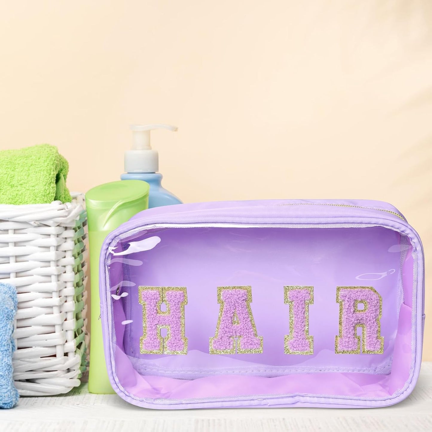Storage Bags for Skin and Hair | Waterproof Nylon Makeup Pouch Set - 4 Colors: Light Green, Purple, Pink, Khaki