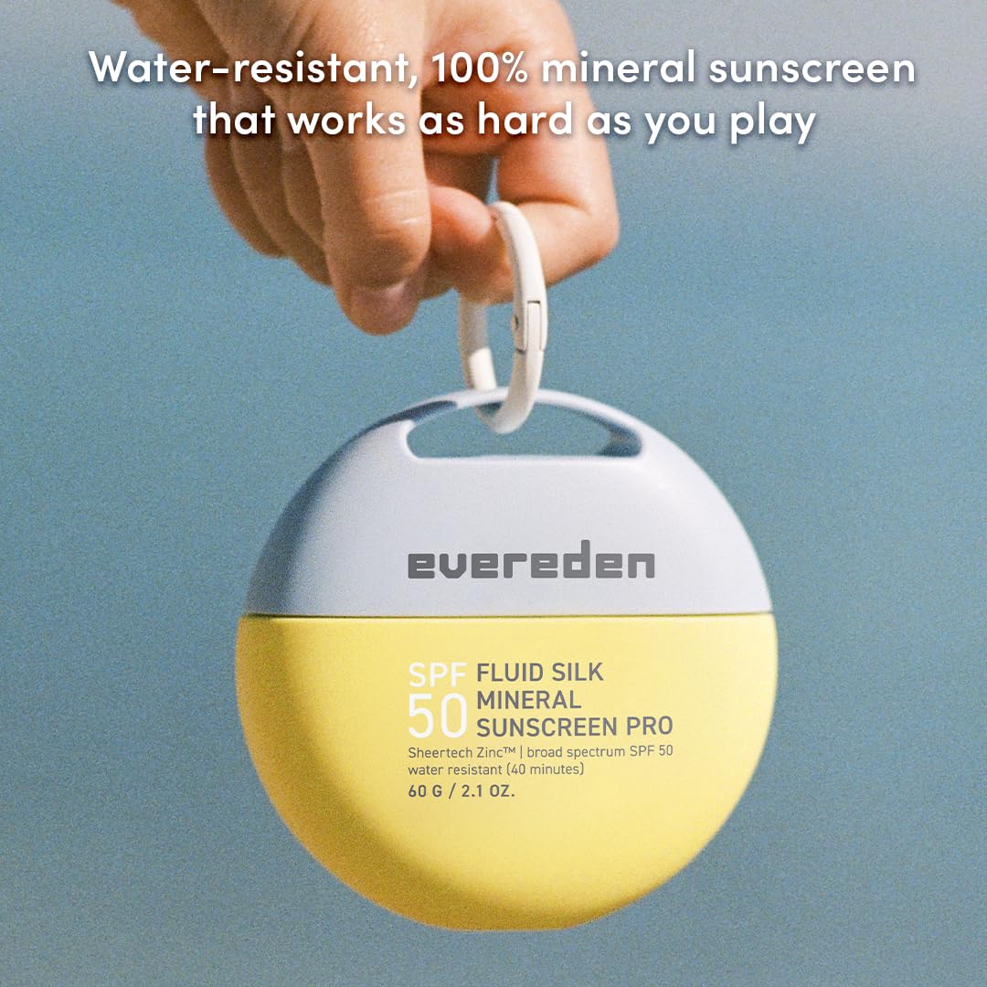 Evereden Kids Mineral Sunscreen SPF 50, Fluid Texture | Water-Resistant, Dermatologist-Tested, Sensitive Skin | Vitamin E, Argan Oil, Zinc Oxide, UVA/UVB Protection | Fragrance-Free Beach Sunscreen