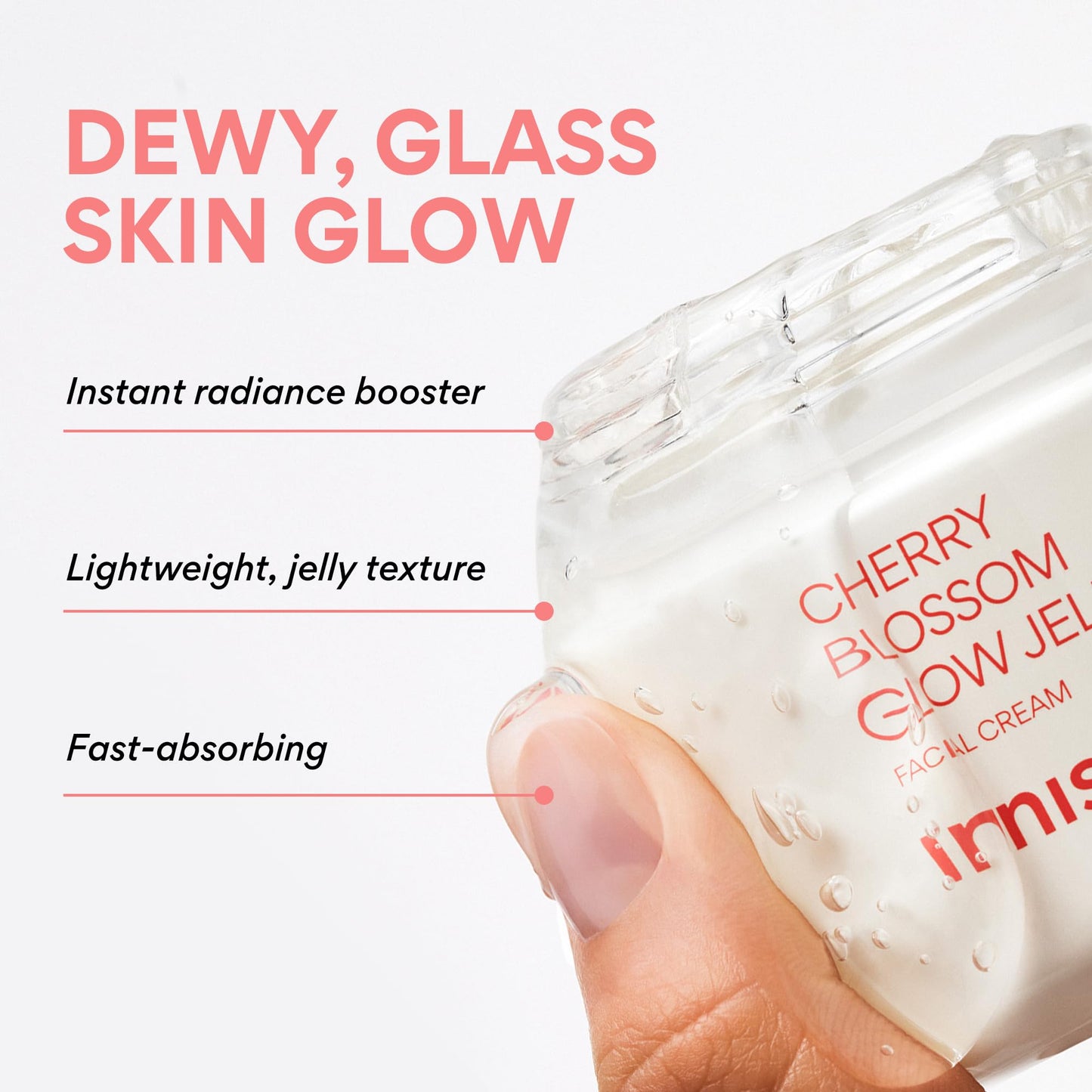 Innisfree Cherry Blossom Glow Jelly Cream | Hydrating Korean Moisturizer with Niacinamide for Smooth, Radiant Skin | Face Cream for Glass Skin and Dewy Finish, 1.69 Fl Oz