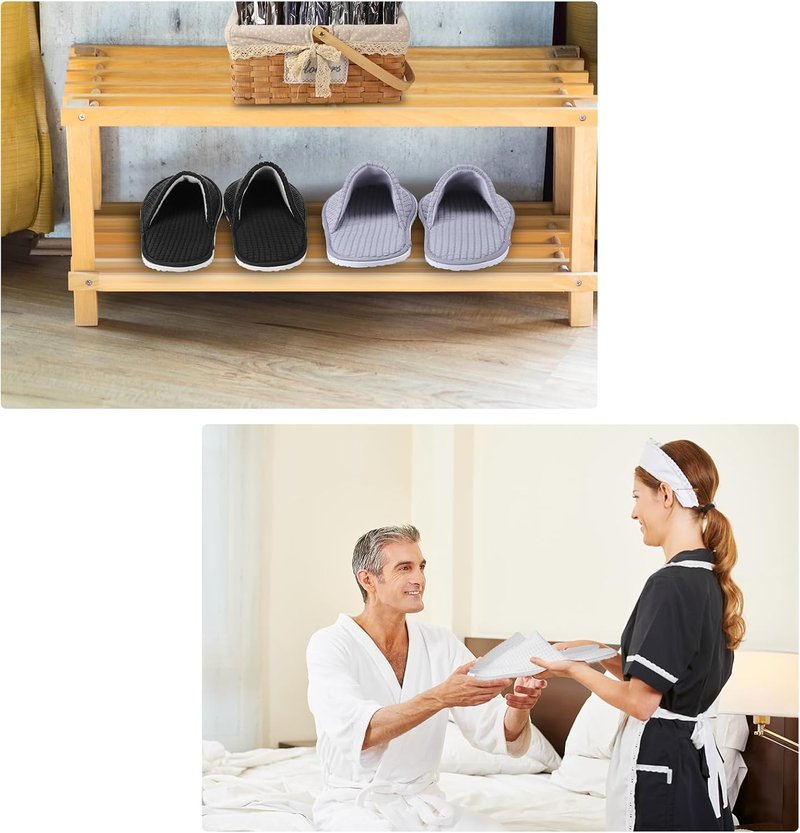 House Slippers for Guests - Non-Slip Disposable Travel Slippers | Washable, Reusable, Closed Toe for Weddings & Indoor Use