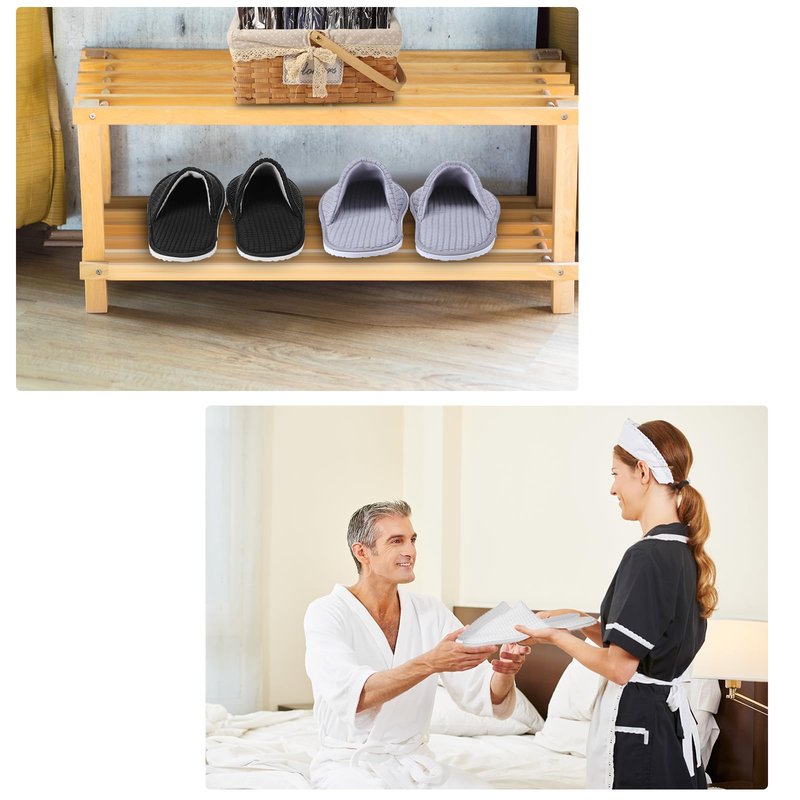 Geyoga 12 Pair House Slipper for Guest Non Slip Disposable Slipper for Travel Washable Reusable Closed Toe Hotel Bridesmaid Indoor Spa Wedding Party Home(White,Gray,Black,M)