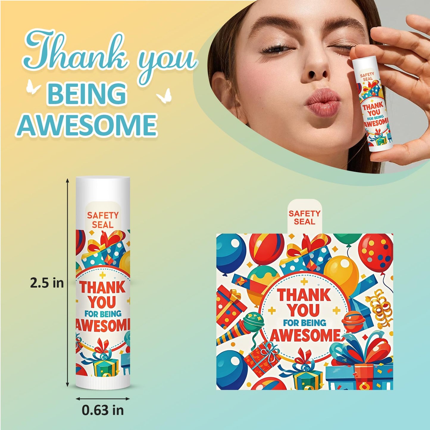 60 Pack Thank You Gifts Lip Balm Bulk Employee Appreciation Gift for Volunteer Team Coworkers Staff Appreciation Gifts Bulk for Women Men