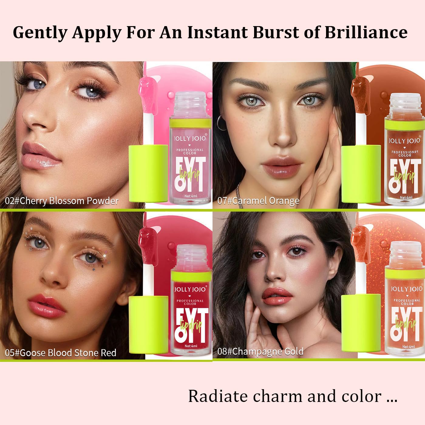 Lip Gloss Kits- 5 Colors Tinted Lip Glow Oil Set Plumping Lip Oil Hydrating Transparent Moisturizing Lip Gloss Kit Gift for Girl Women Lip Makeup Care