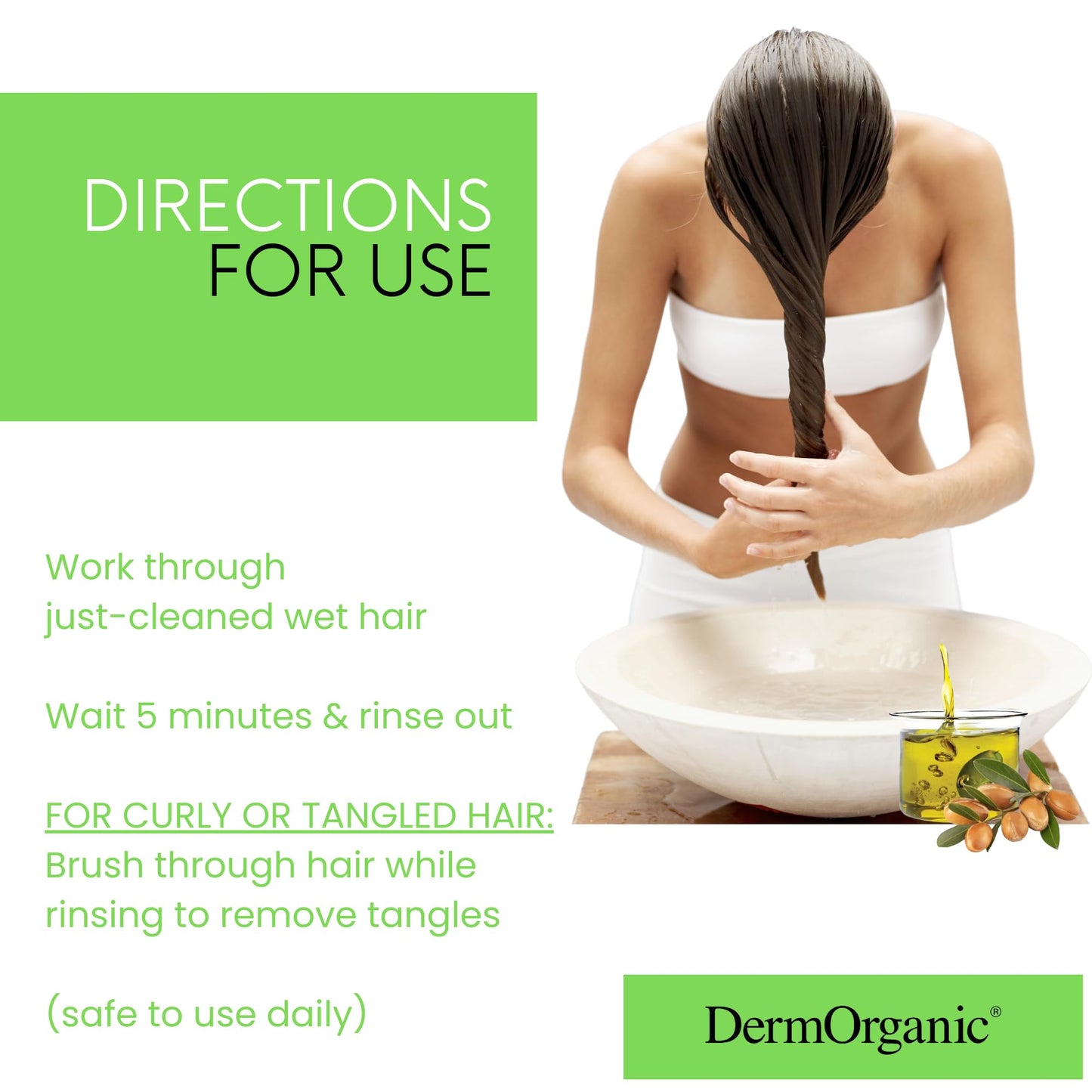 DermOrganic Daily Hydrating Conditioner for Dry Hair - Rinses Out Tangles, Controls Flyaways, Smooths and Softens, 33.8 oz