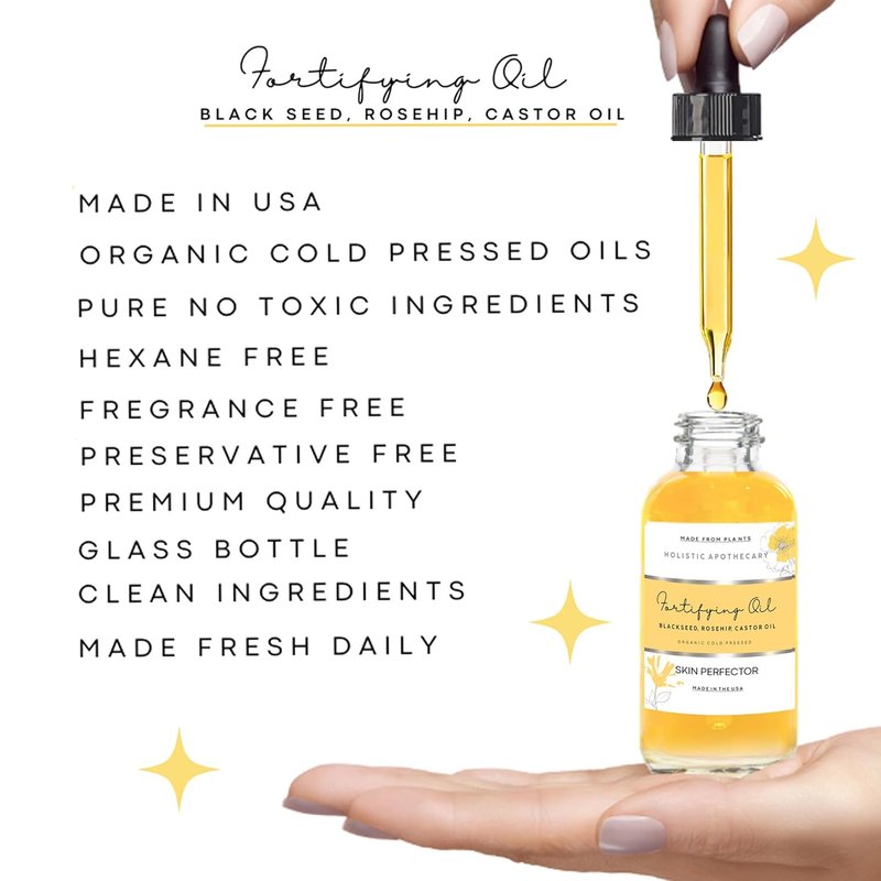 Organic Cold Pressed Black Seed & Rosehip Oil | Anti-Aging Facial Serum for Hydrated, Glowing Skin (1 FL OZ)
