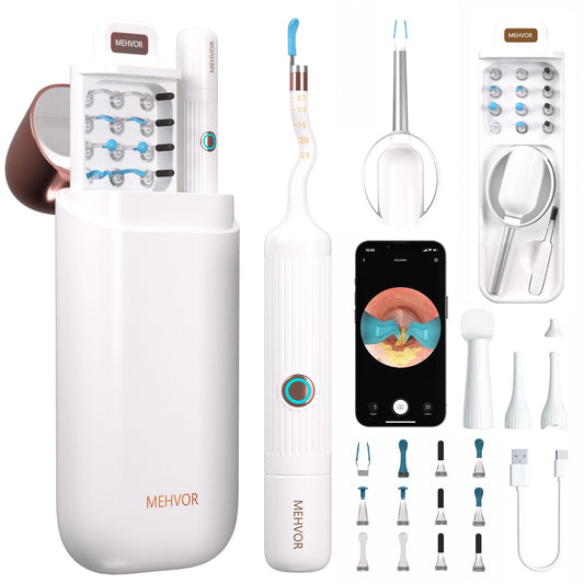 Ear Wax Removal Tool Camera, Smart WiFi Ear Cleaner with Camera, HD Visual Otoscope, Safe Silicone Flexible Scoops & Tweezers Sets Tools for Adults & Kids