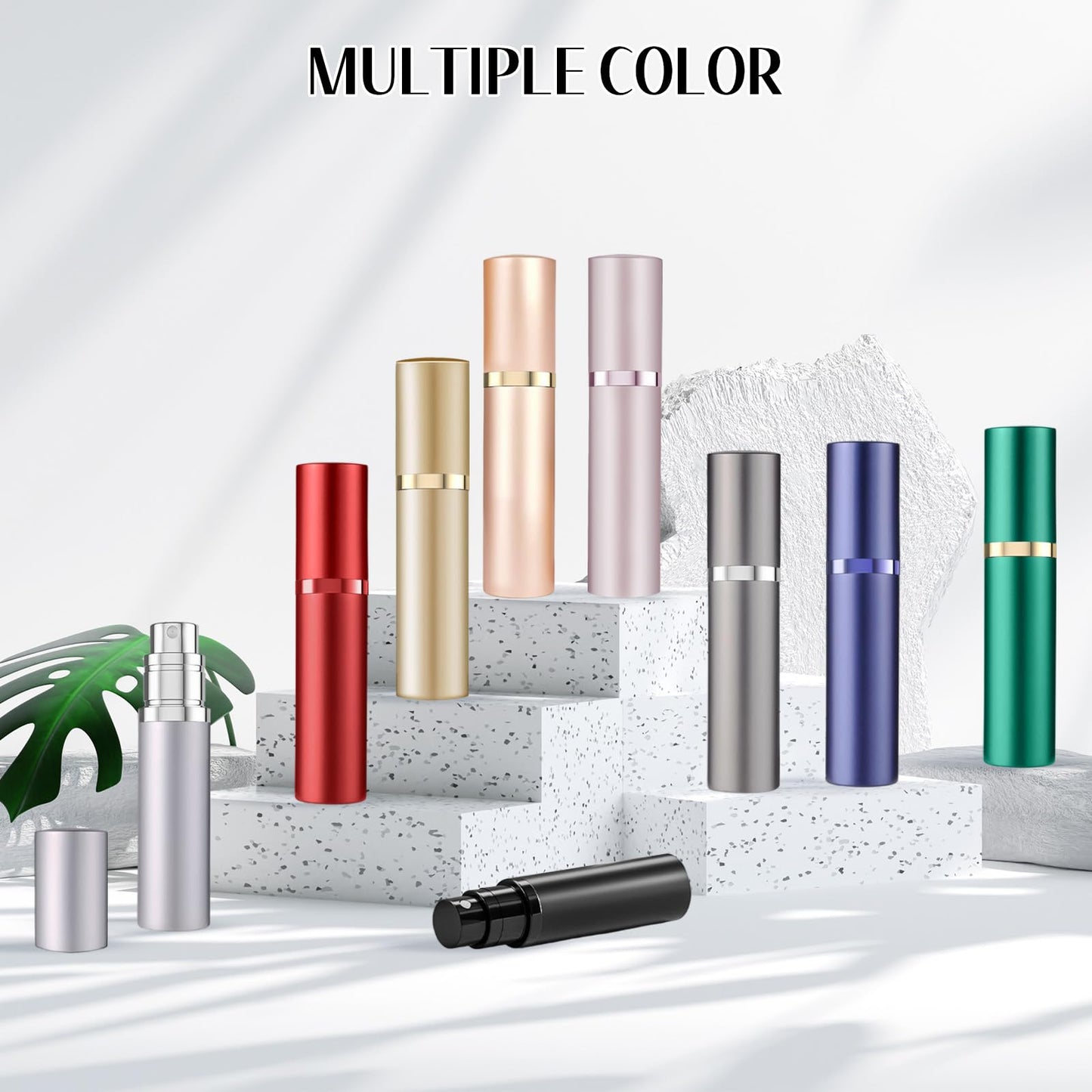 Perfume Travel Refillable Bottle,Perfumes Atomizer Bottle,Mini Cologne Dispenser, Portable Fragrances Sprayer Pocket Size Perfume Container for Women Men Cruise Trip Gift, 5ml (Black & Rose Gold)