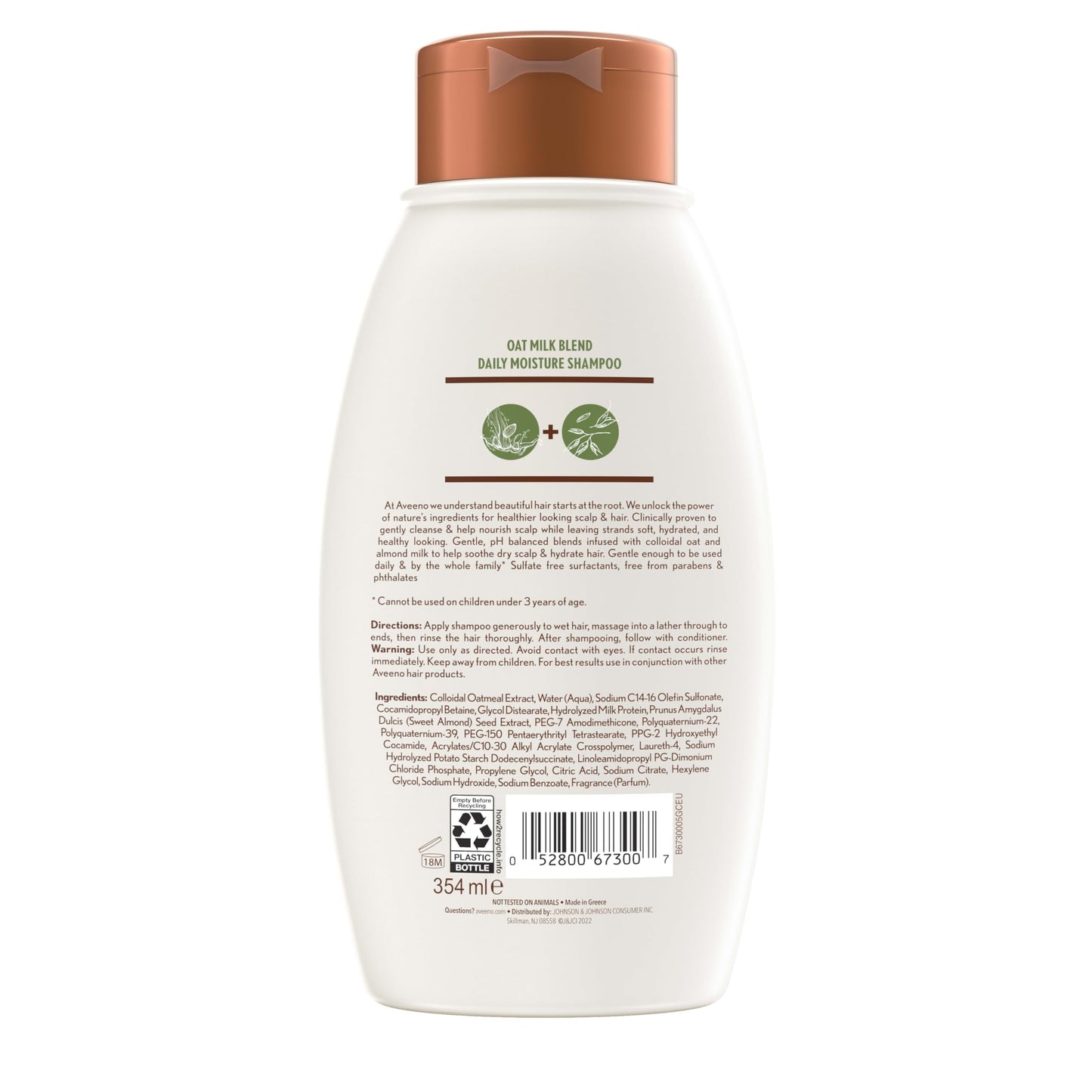 Aveeno Aveeno Sulfate-Free Shampoo for Color-Treated Hair Protection, Daily Strengthening & Moisturizing Shampoo, Paraben & Dye-Free