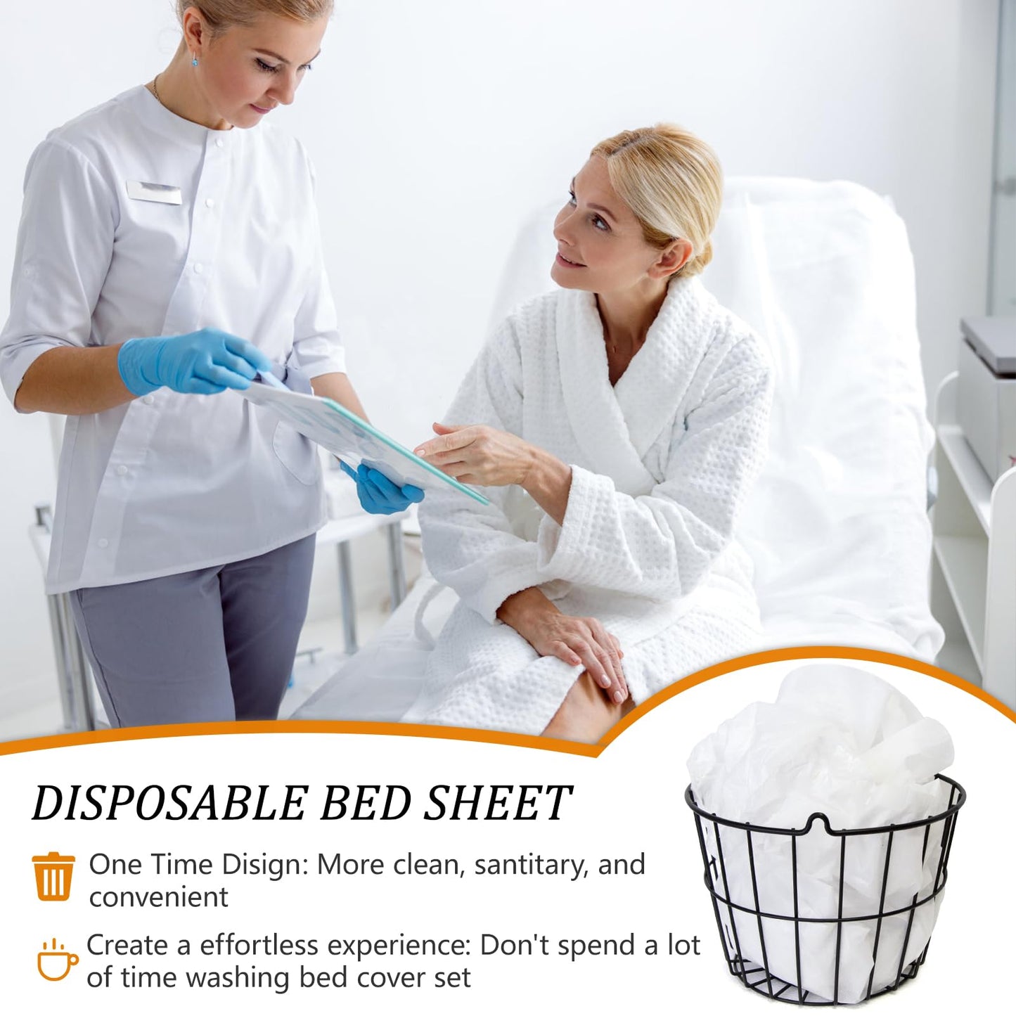 Bozikey 100PCS Massage Table Sheets, Disposable Bed Sheets for Massage Table, Spa Bed Covers for Esthetician, Tattoo, Waxing, Lash Bed, Salon Table, Non-Woven Fabric 71" x 31" (White)