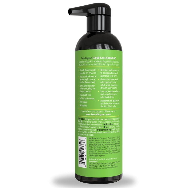 DermOrganic Color Care Shampoo - Sulfate-Free Cream with Sunflower Anti-Fade Extract | 17 fl. oz