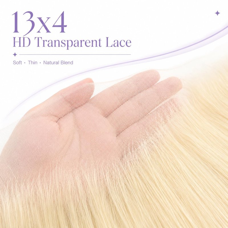 613 Blonde Frontal Human Hair - 13x4 Straight HD Lace, Pre-Plucked Natural Hairline | 14 Inch, Ear-to-Ear