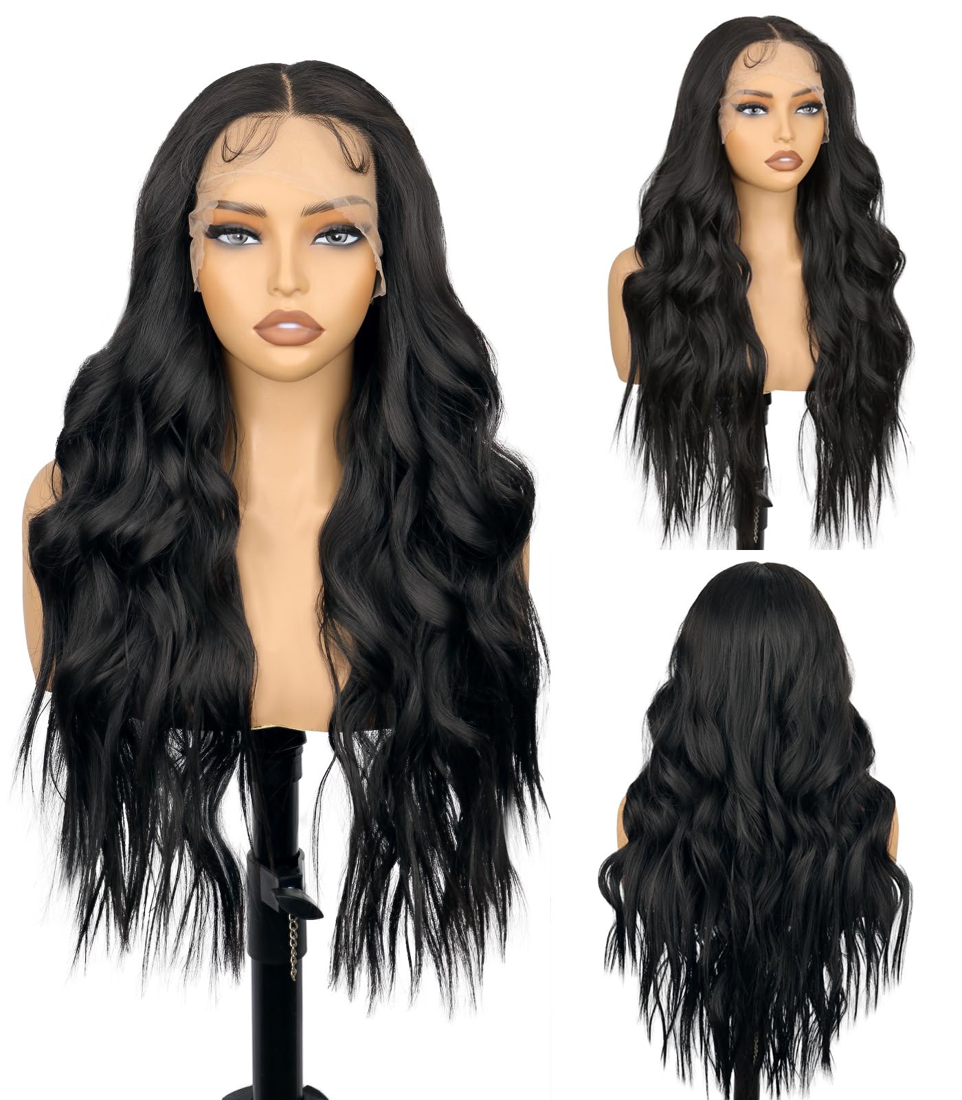 SISICLOUD 99J Burgundy 13x4 Synthetic Lace Front Wig for Women 26 Inch Long Curly Wavy Wig with Baby Hair & Pre-Plucked Wigs Heat Resistant Natural Look for Daily Party Use