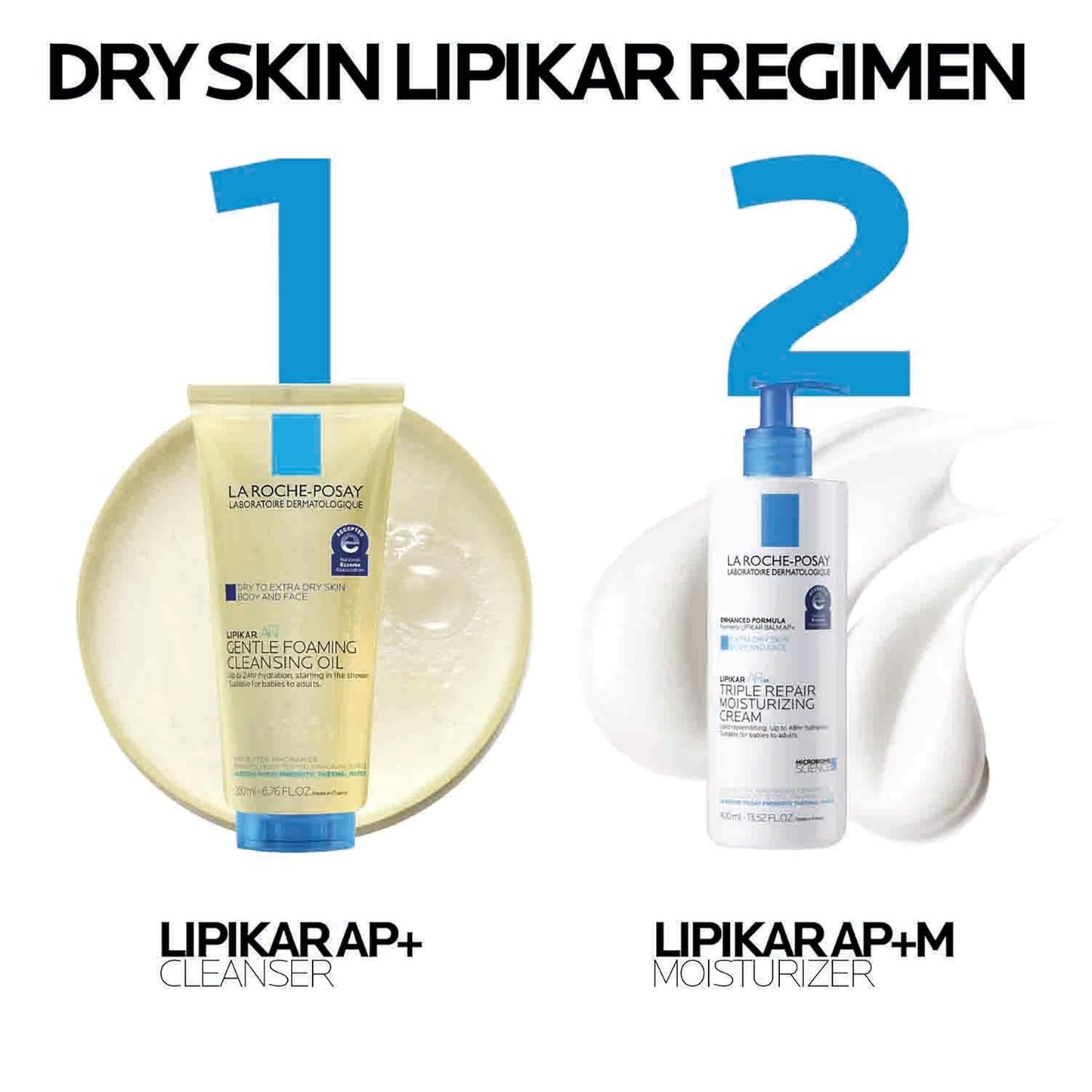 La Roche-Posay Lipikar AP+ Gentle Foaming Cleansing Oil - Hydrating Face & Body Cleanser with Niacinamide | Fragrance-Free, Soap-Free