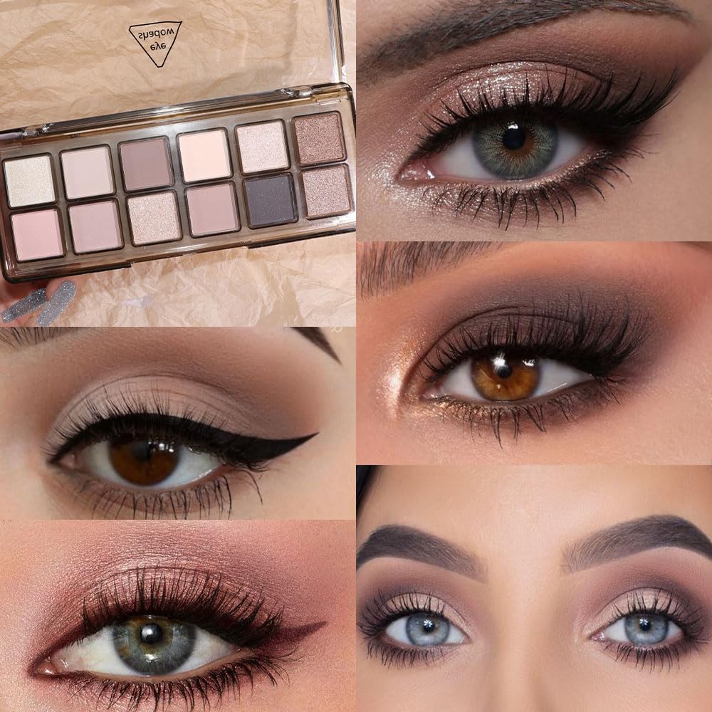 AMY'S DIARY 16 Color Nude light dark Brown Green Eye shadow Palette Makeup, Long Lasting, and Highly Pigmented. Waterproof camo Green eyeshadow palatte for woman