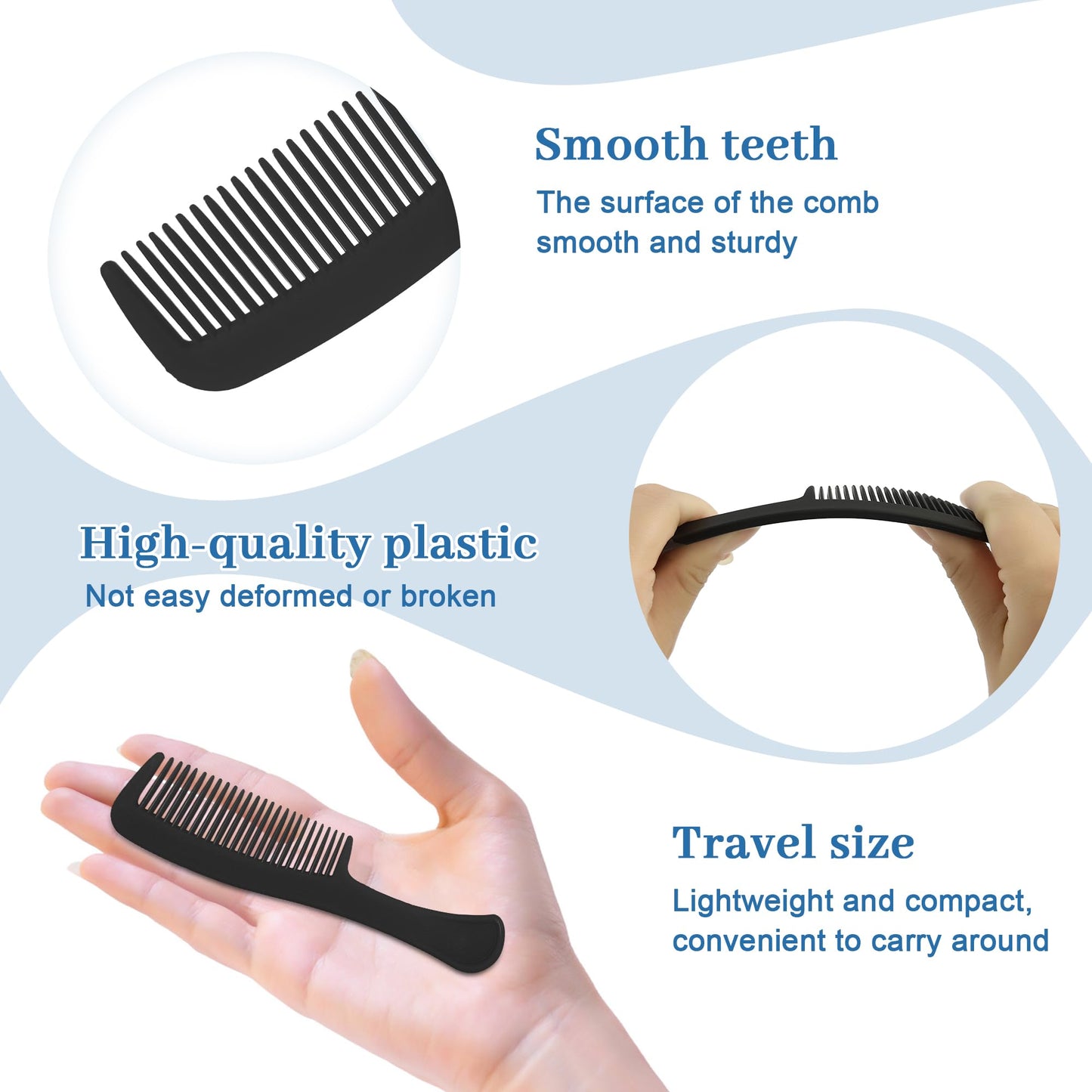250 Pcs Combs In Bulk Individually Wrapped Pocket Travel Hair Combs for Women, Men and Kids, Bulk Comb for Homeless Hotel Shelter Home Charity, black