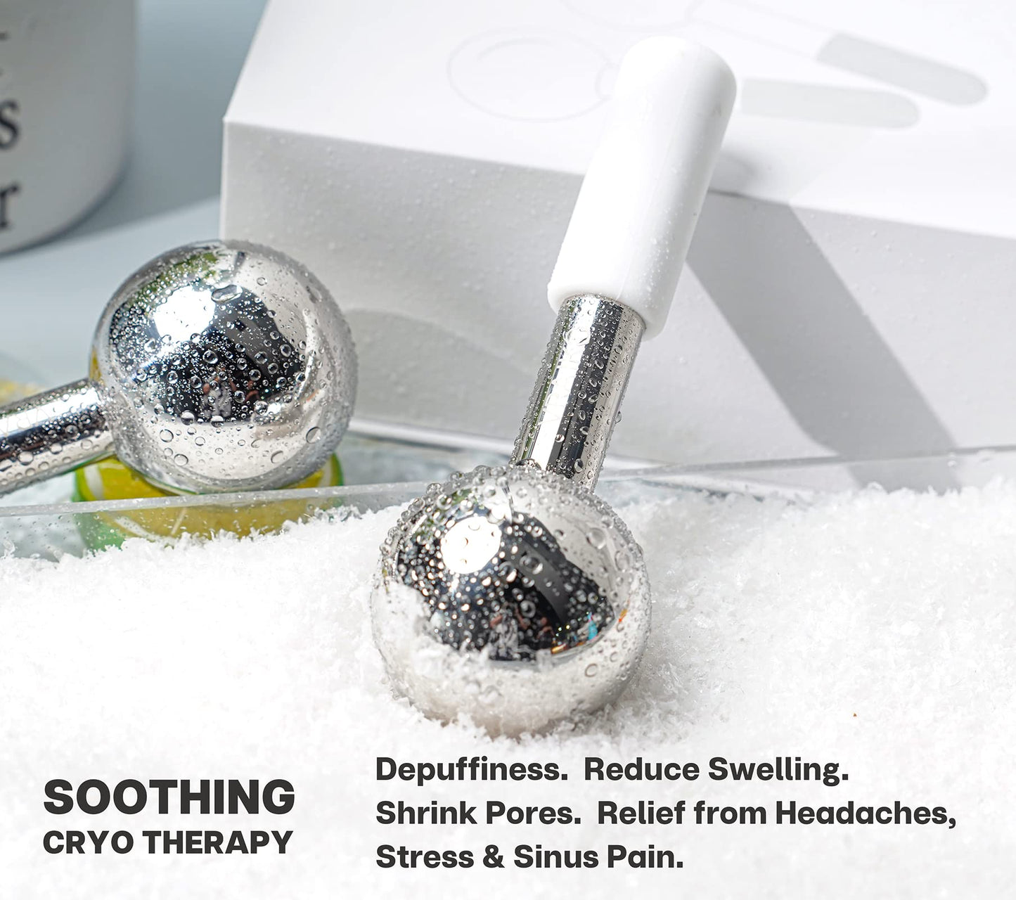 VRAIKO ICE Globes for Facials & Gua Sha Set, Gua Sha Facial Tools and Cryo Sticks with Unbreakable Steel, Face Massager Cooling Rollers for Dark Circles, Puffiness and Lymphatic Drainage (Black)