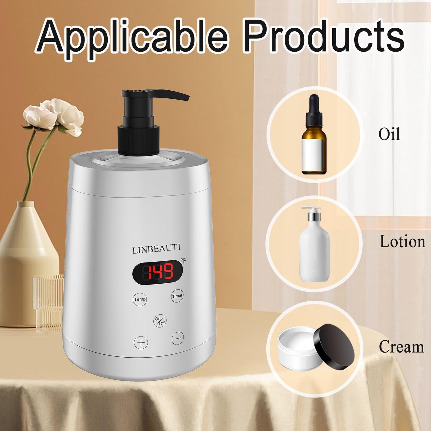 Professional Massage Oil Warmer Bottle Lotion Heater for SPA, Automatic Oil Warmer Heated Essential Lotion Cream with Two Oil Bottle Dispenser for Salon, Barber Shops, Home