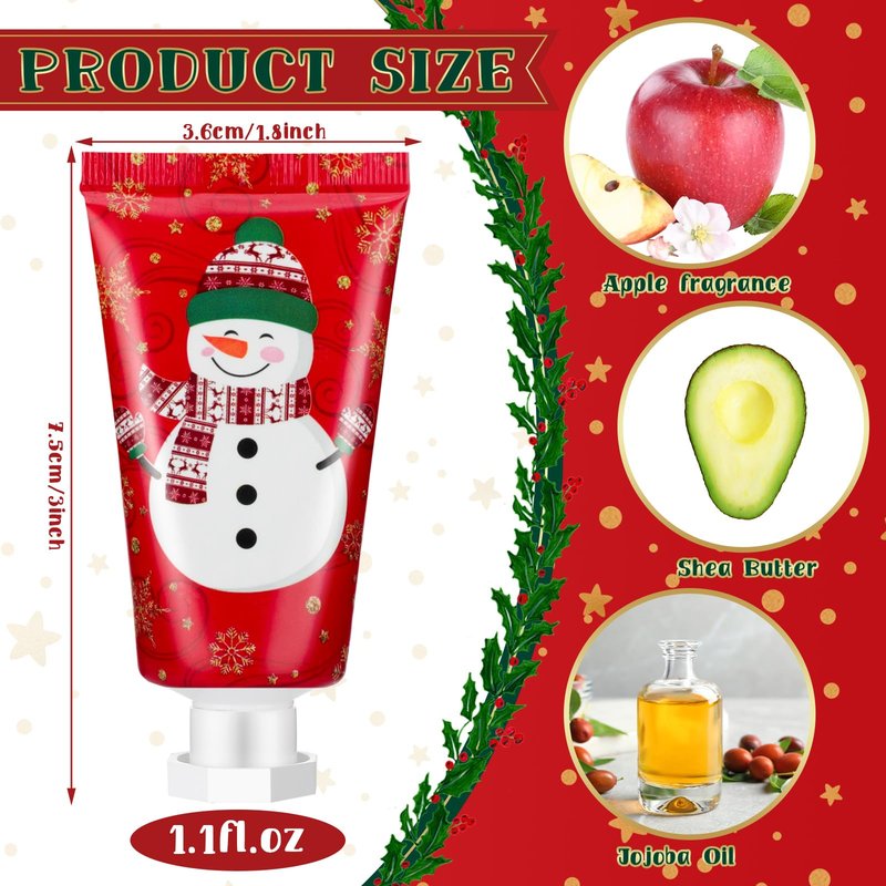 Heigble 30 Pcs Holiday Hand Cream Bulk Winter Gifts for Women Christmas Party Favors Mini Hand Lotion Set 1.1 Fl oz Travel Size for Dry Skin Women Mom Coworkers(Snowman)